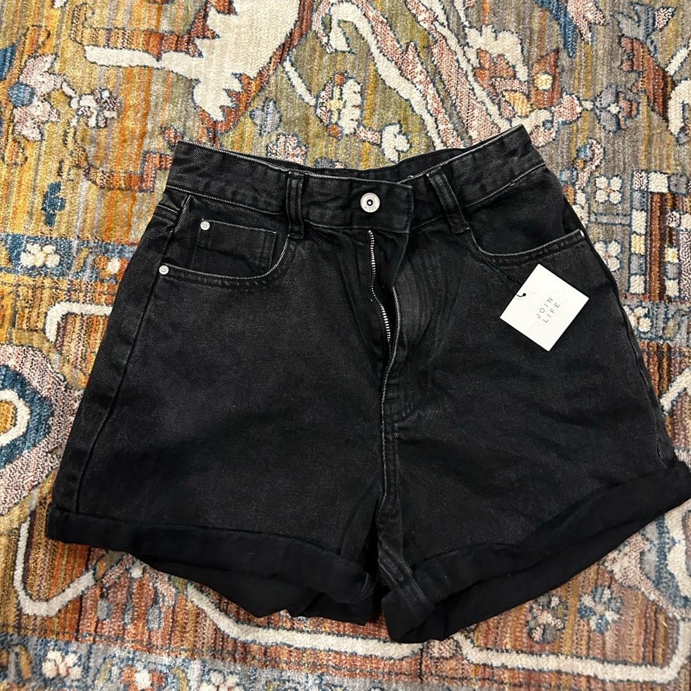 Zara black jean high waisted shorts